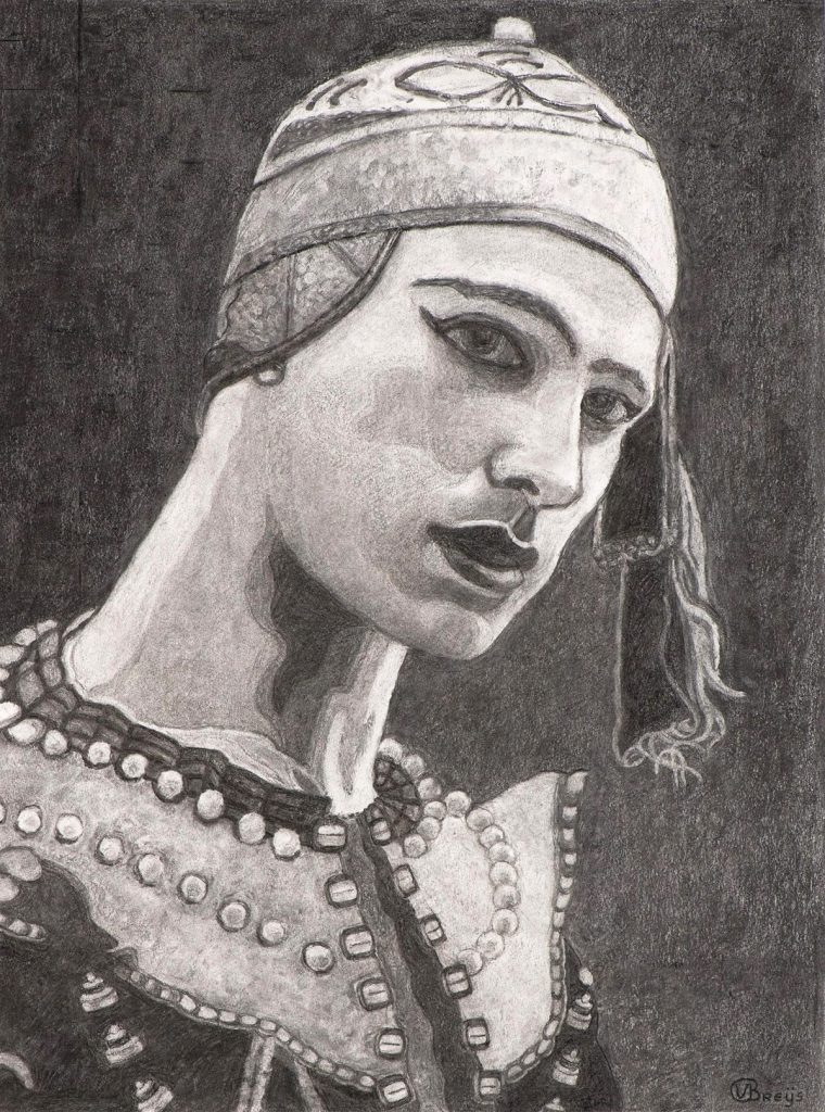 Veronique Breijs - Kunstschilder - Nijinsky, 47 x 62 cm, houtskool op papier