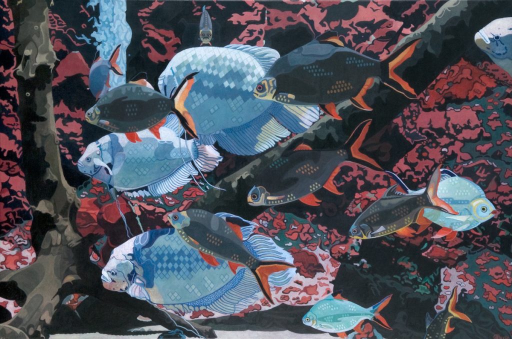 Veronique Breijs - Kunstschilder - Aquarium in Artis, 140 x 90 cm, olie op doek