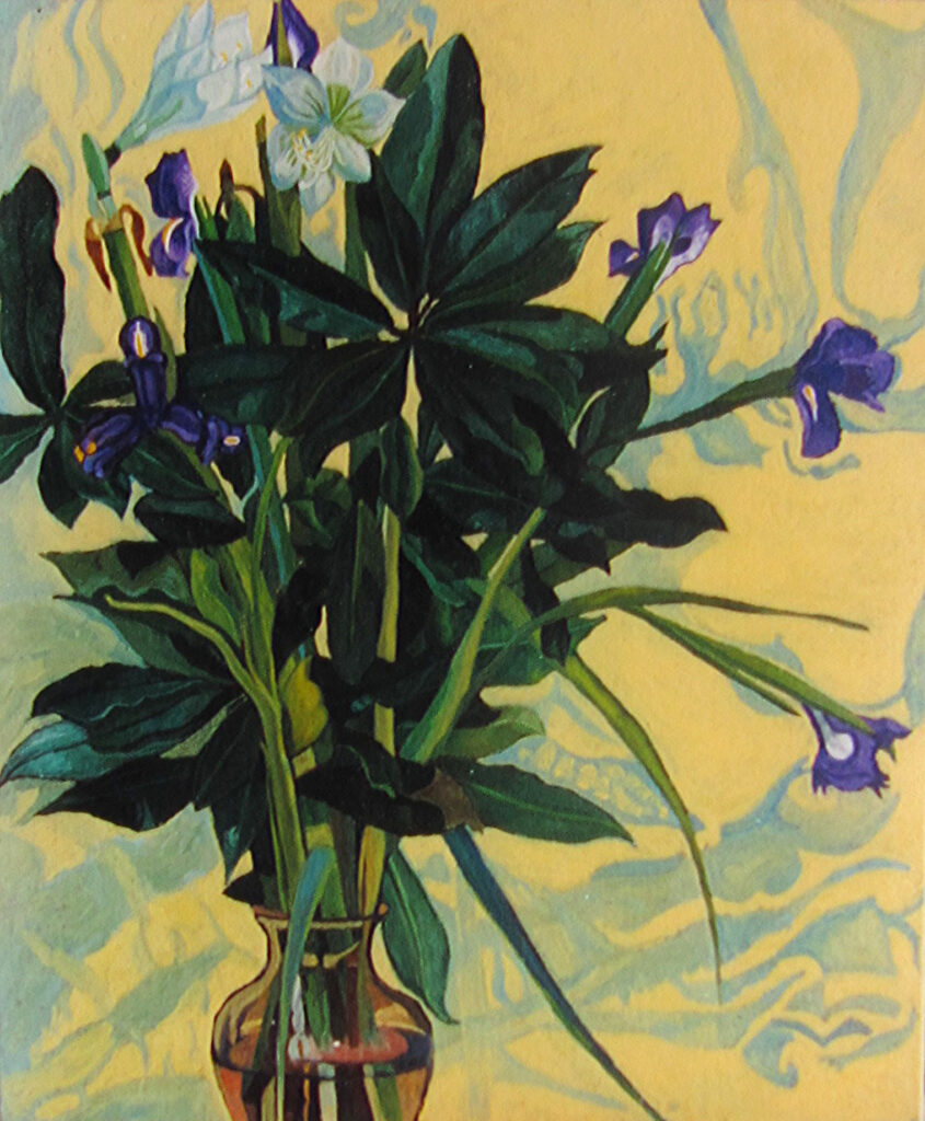 Irises and amarylles, 50 x 60 cm, oil on canvas