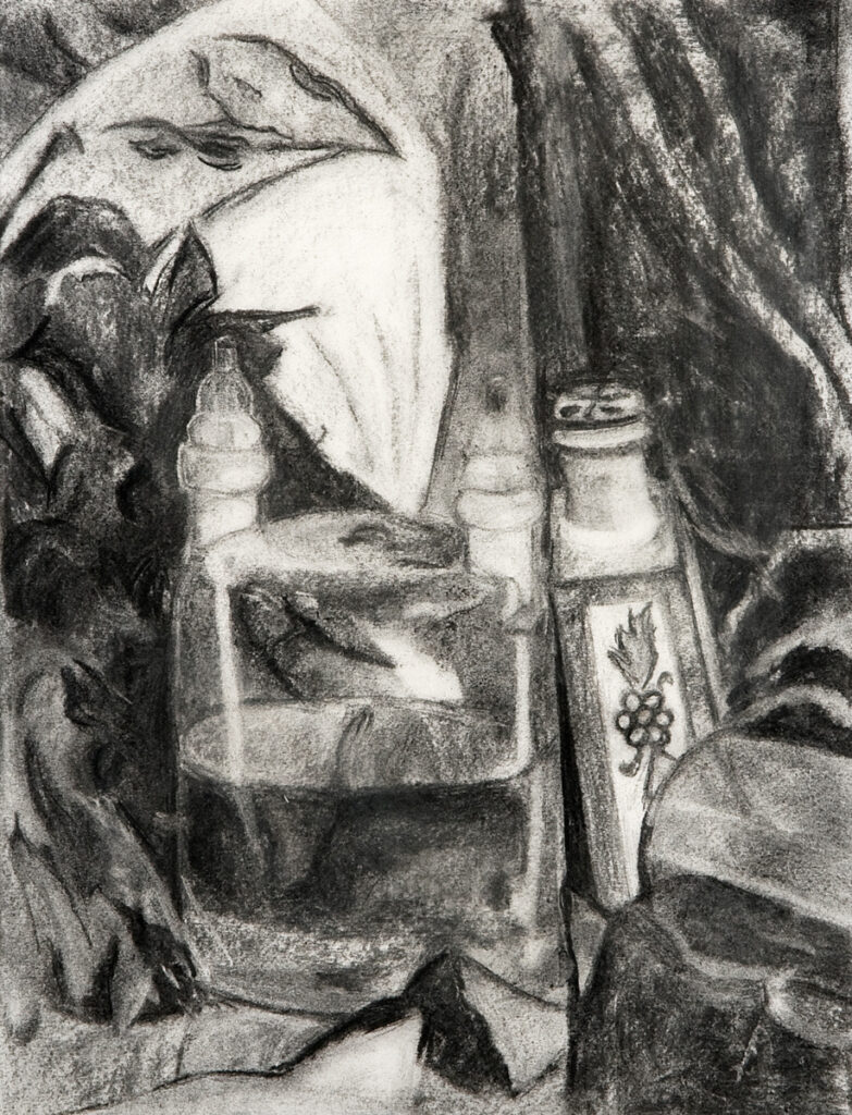 Oil lamp, 30 x 40, charcoal on paper