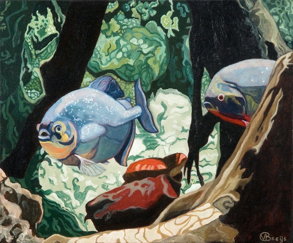 Veronique Breijs - Kunstschilder - Piranha's, 50 x 40 cm, olie op doek